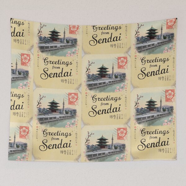 Item preview, Greetings from Sendai Japan Vintage Travel Retro Postcard Design designed and sold by TravelPostcardGems.