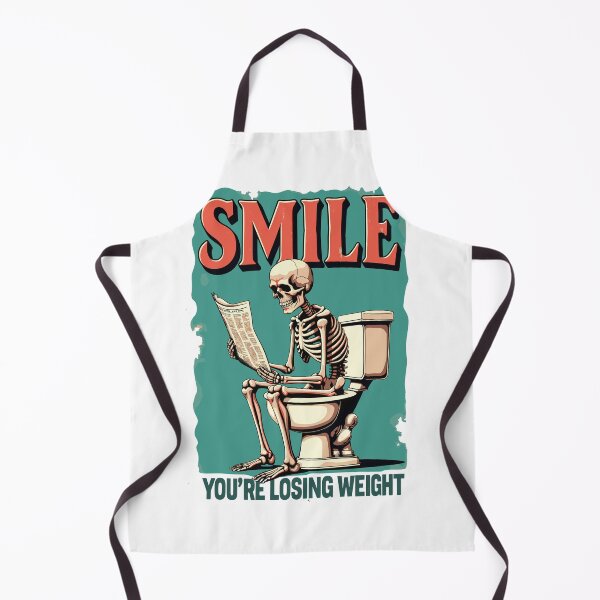 Item preview, Smile Joke Humor Qoute About Losing Weigh Skeleton on Toilet designed and sold by InkCraftHouse.