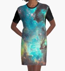 Green Galaxy Graphic T-Shirt Dress