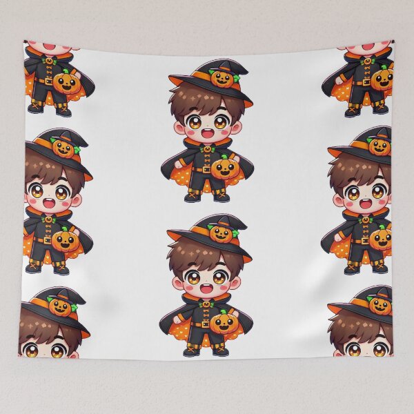 Item preview, Chibi Halloween Witch Boy with Pumpkin designed and sold by Chokhdi289shop.