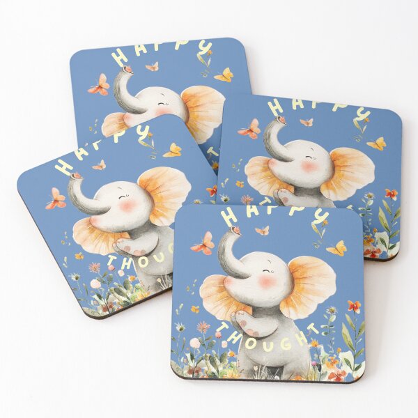 Item preview, super cute happy elephant, designed and sold by Natthiya Minimal.