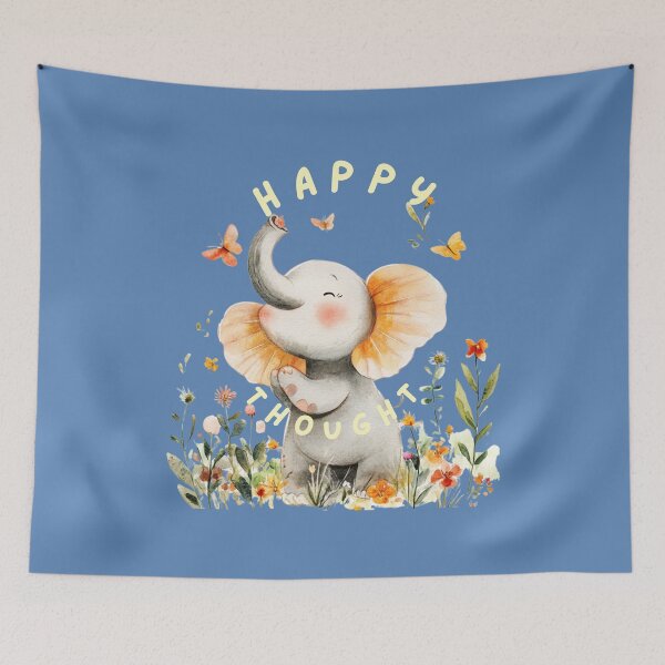 Item preview, super cute happy elephant, designed and sold by Natthiya Minimal.