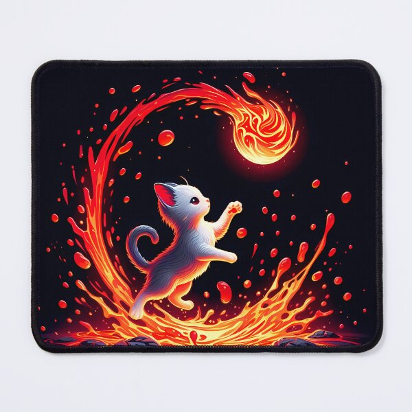Item preview, Lava Fire Kitten Playing with Fireball, Ai Generated Art designed and sold by ACC .