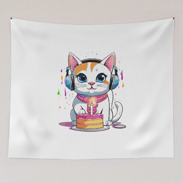 Item preview, Thai Cat with Birthday Cake – Adorable Feline Design for Birthday Celebrations designed and sold by InwzaDesign.