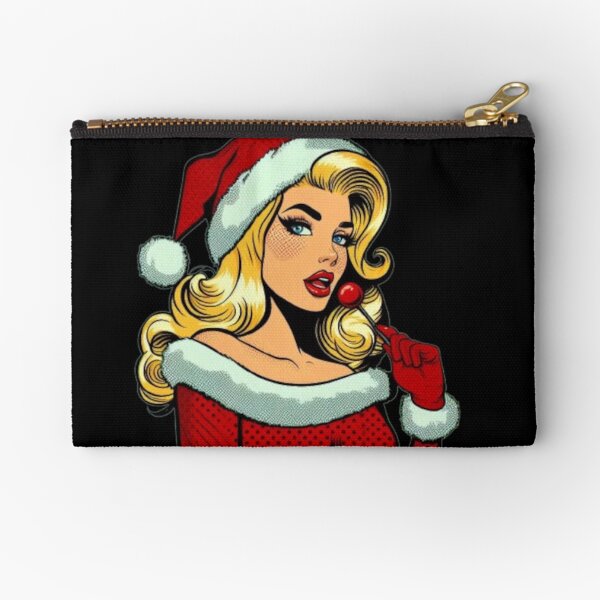 Item preview, Santa Pinup: Pop Art Glam (On Solid Black) designed and sold by LyssasMindArt.