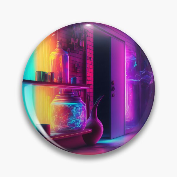 Item preview, Cyberpunk Room with Electric Neon Rainbow Jars designed and sold by AdamesArtStudio.