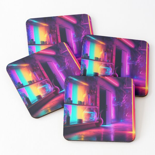 Item preview, Cyberpunk Room with Electric Neon Rainbow Jars designed and sold by AdamesArtStudio.