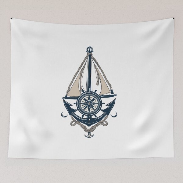Item preview, Captain Steering Wheel Anchor Sailboat designed and sold by LuminOrb.