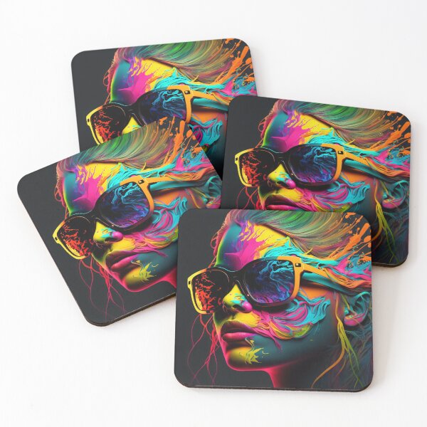 Item preview, Vibrant Neon Portrait of Woman with Paint Splashes designed and sold by AdamesArtStudio.