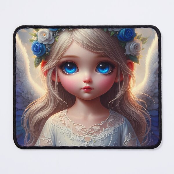Item preview, Blue-white beautiful angel with flower head decor art designed and sold by EvaAngel.