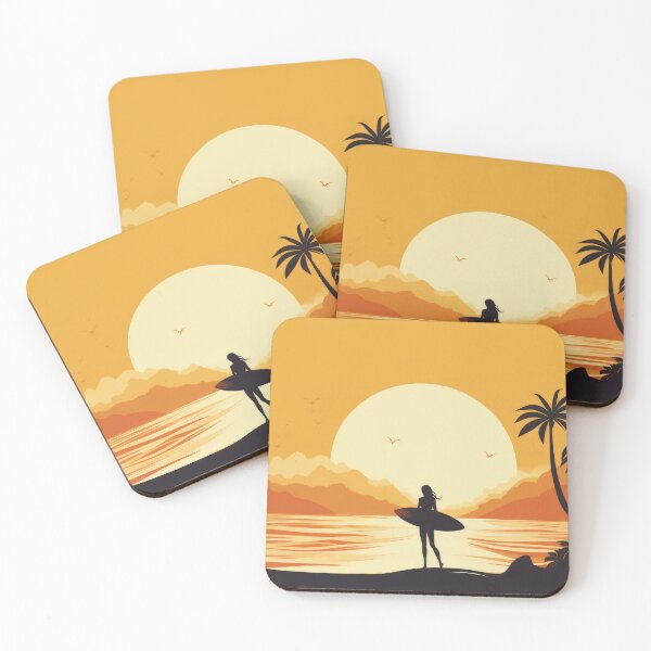 Item preview, Surf Babe Silhouette in Retro Tropical Sunset Scene designed and sold by AdamesArtStudio.