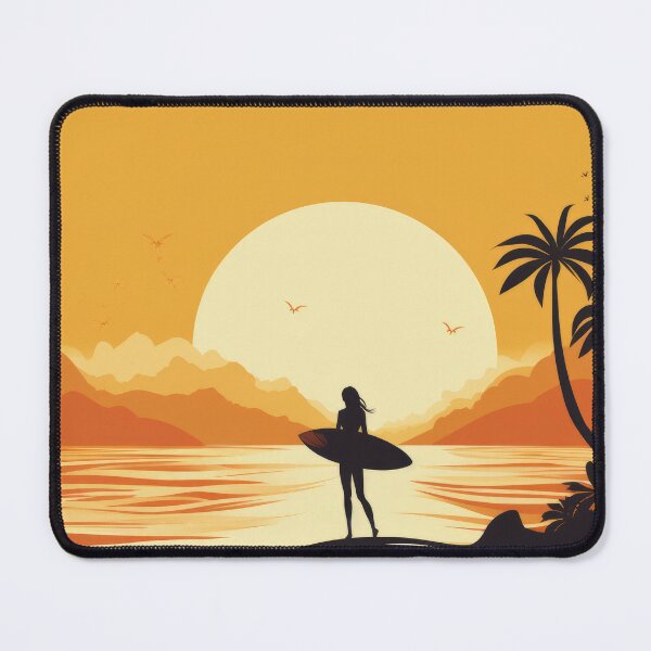 Item preview, Surf Babe Silhouette in Retro Tropical Sunset Scene designed and sold by AdamesArtStudio.