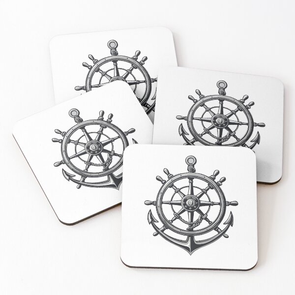 Item preview, Captain Steering Wheel Anchor Sailboat Motif designed and sold by LuminOrb.