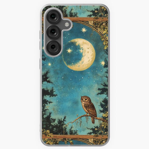 Item preview, NIGHT OWL ,WOODLAND TREES IN THE BLUE STARRY NIGHT WITH MOON designed and sold by BulganLumini.