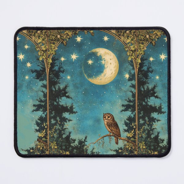 Item preview, NIGHT OWL ,WOODLAND TREES IN THE BLUE STARRY NIGHT WITH MOON designed and sold by BulganLumini.