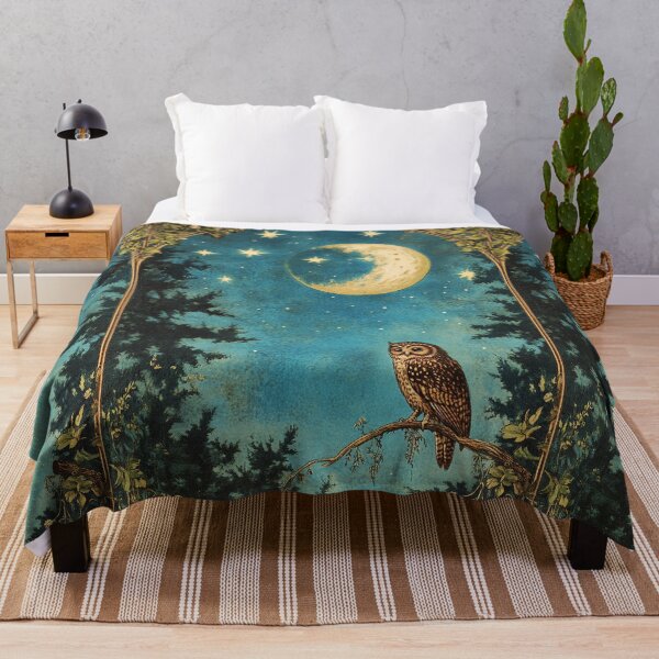 Item preview, NIGHT OWL ,WOODLAND TREES IN THE BLUE STARRY NIGHT WITH MOON designed and sold by BulganLumini.