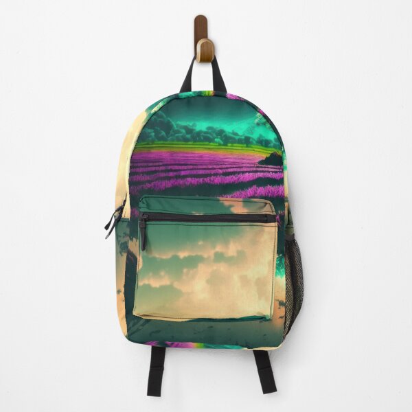 Item preview, Neon Rice Paddies with Mountain Sunset and Reflections designed and sold by AdamesArtStudio.