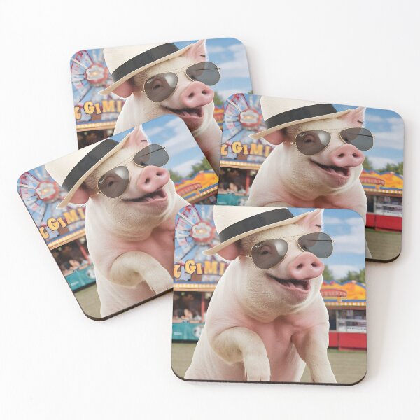 Artikelvorschau, Cooles Meme-Schwein mit Sonnenbrille und Hut beim Karneval entworfen und verkauft von Quirky Shirts.