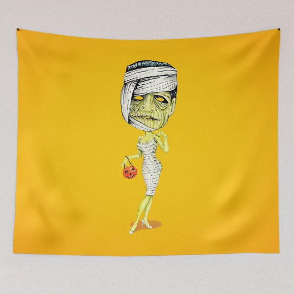 Item preview, Halloween Trick or Treater : Mummy Woman - Yellow Background designed and sold by Kelly  Gilleran.