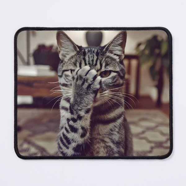 Item preview, Funny Cat Meme Covering Eye in Facepalm Pose designed and sold by Quirky Shirts.