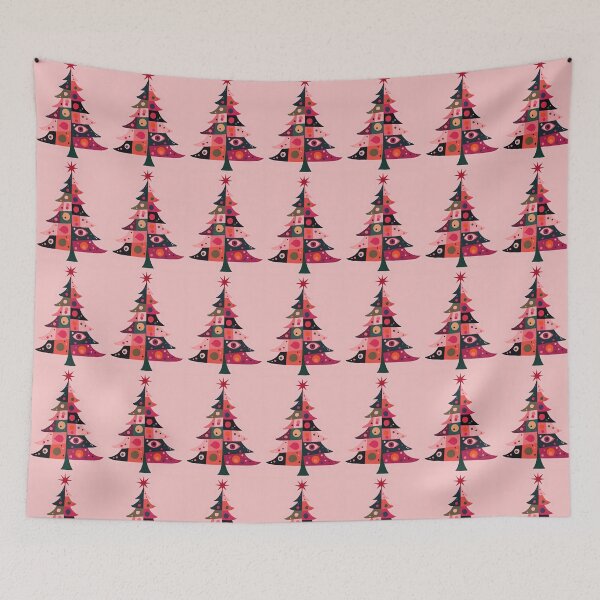 Item preview, Mid-Century Pink Kitsch Boho Patchwork Christmas Tree designed and sold by taiche.