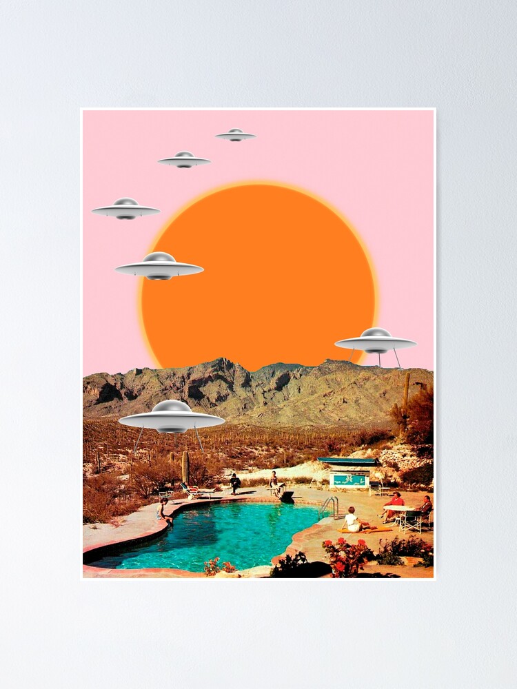Thumbnail 1 of 3, Poster, They've arrived! UFOs landing in the desert designed and sold by MsGonzalez.