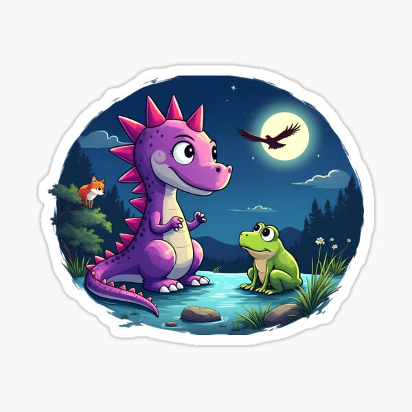The Dinosaur and the Frog Sticker