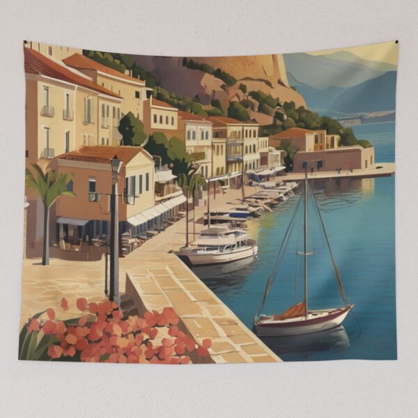Item preview, 128 Nafplio Harbor, Greece Poster Design designed and sold by Alexis Art Collection.