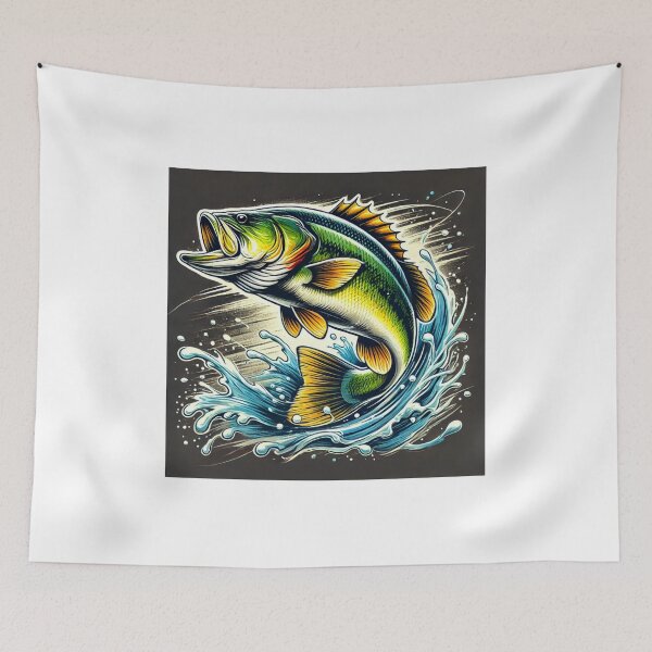 Item preview, Bold Leaping Bass Fish - Vibrant Freshwater Fishing Design designed and sold by Trendy-Now.