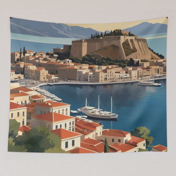 Item preview, 129 Nafplio Harbor, Greece Poster Design designed and sold by Alexis Art Collection.