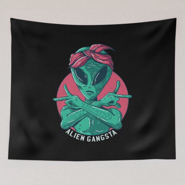 Item preview, Green Alien Gangsta | Cool Gang Sign with Headband designed and sold by TurtleDojo.