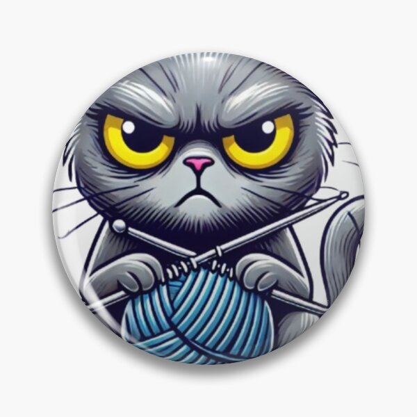Item preview, Grumpy Knitting Cat - Funny Cute Cat with Yarn Design designed and sold by Trendy-Now.
