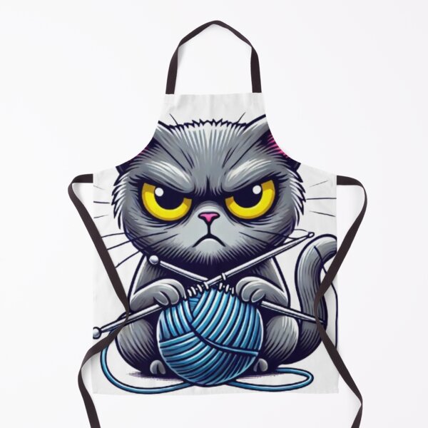 Item preview, Grumpy Knitting Cat - Funny Cute Cat with Yarn Design designed and sold by Trendy-Now.