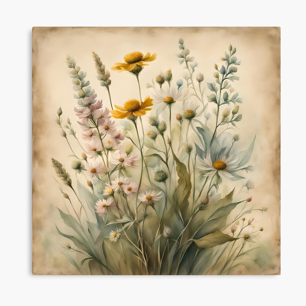 Wildflower Symphony: A Vintage Floral Collection Pillow
