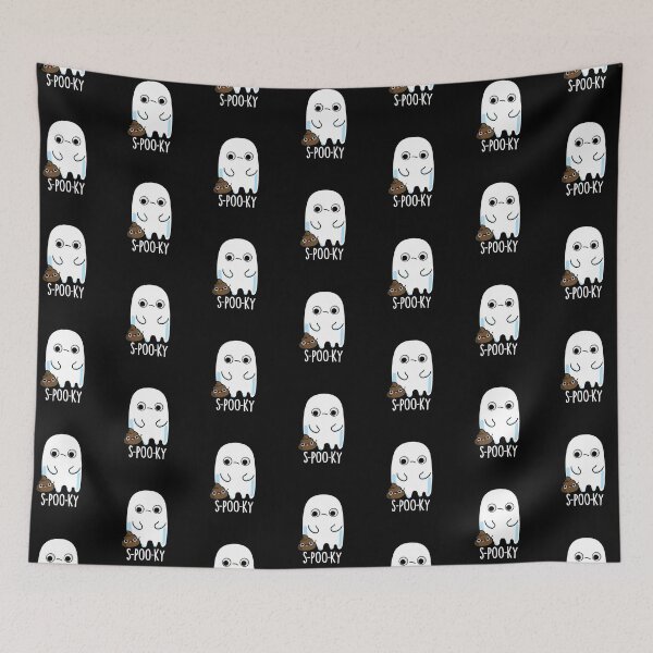 Item preview, S-poo-ky Funny Ghost Poop Pun (Dark BG) designed and sold by punnybone.
