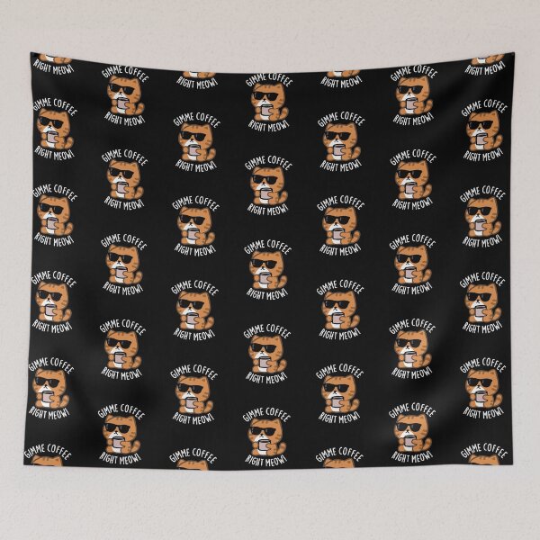 Item preview, Gimme Coffee Right Meow Funny Cat Pun (Dark BG) designed and sold by punnybone.