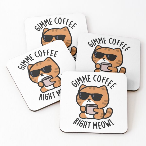 Item preview, Gimme Coffee Right Meow Funny Cat Pun  designed and sold by punnybone.