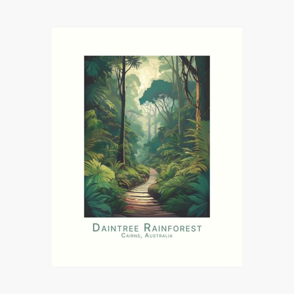Item preview, Vintage Minimal Retro Travel Poster - Daintree Rainforest Cairns Australia designed and sold by pod24.