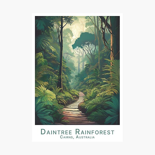 Item preview, Vintage Minimal Retro Travel Poster - Daintree Rainforest Cairns Australia designed and sold by pod24.