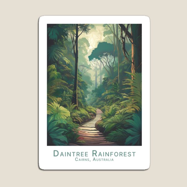 Item preview, Vintage Minimal Retro Travel Poster - Daintree Rainforest Cairns Australia designed and sold by pod24.