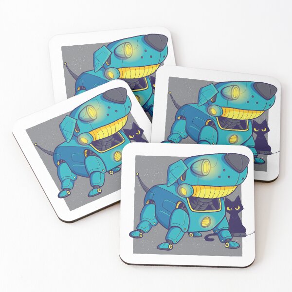 Item preview, Blue Robot Dog with Black Cat | Fun Futuristic designed and sold by TurtleDojo.