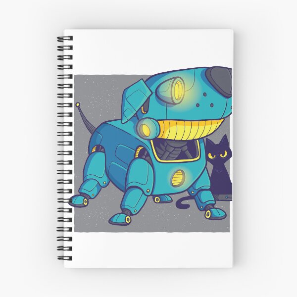 Item preview, Blue Robot Dog with Black Cat | Fun Futuristic designed and sold by TurtleDojo.