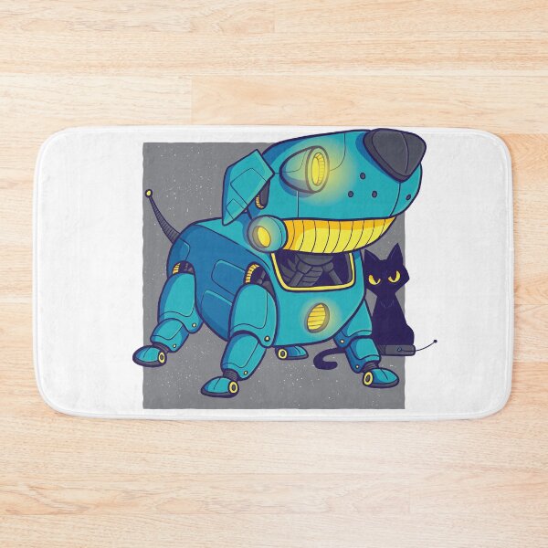 Item preview, Blue Robot Dog with Black Cat | Fun Futuristic designed and sold by TurtleDojo.