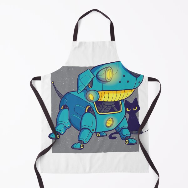 Item preview, Blue Robot Dog with Black Cat | Fun Futuristic designed and sold by TurtleDojo.