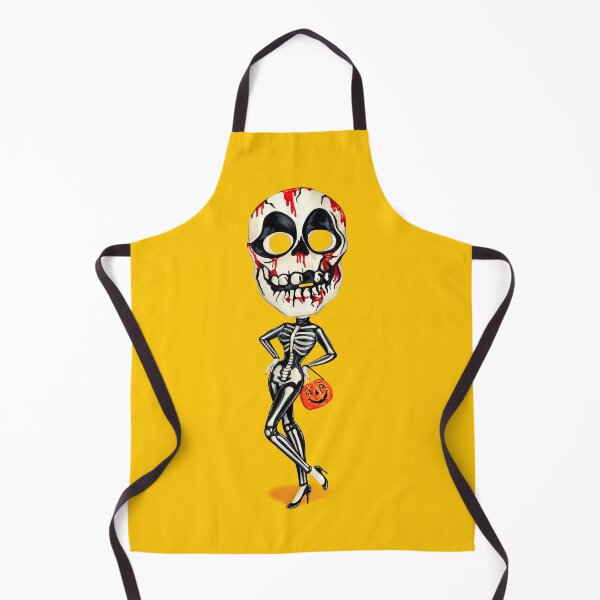 Item preview, Halloween Trick or Treater : Skeleton Woman - Yellow Background designed and sold by Kelly Gilleran.