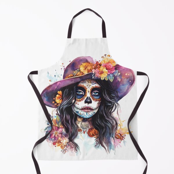 Item preview, Mystical Santa Muerte skull with vibrant colors and floral elements designed and sold by natalidesign.