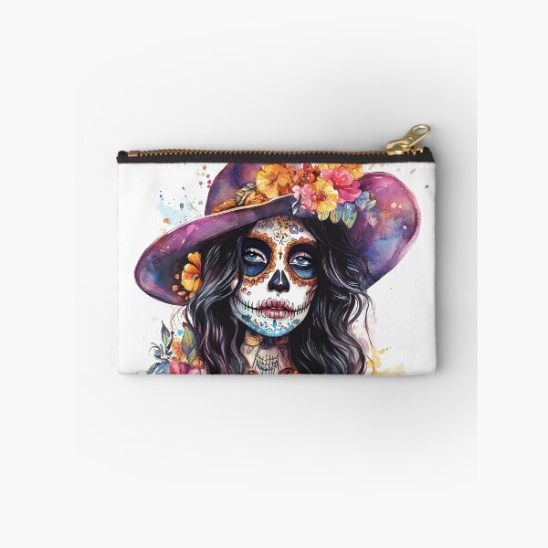 Item preview, Mystical Santa Muerte skull with vibrant colors and floral elements designed and sold by natalidesign.
