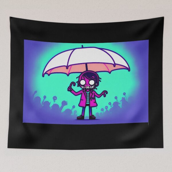 Item preview, Skeleton Under Umbrella - Neon Zombie Art for Halloween Lovers designed and sold by Prime-Studio.
