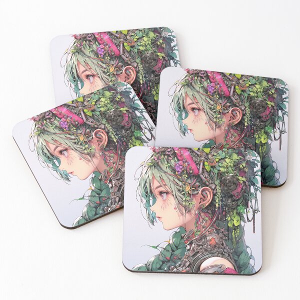 Item preview, Adorned Nature Cyberpunk Anime Girl designed and sold by bubblegoth.