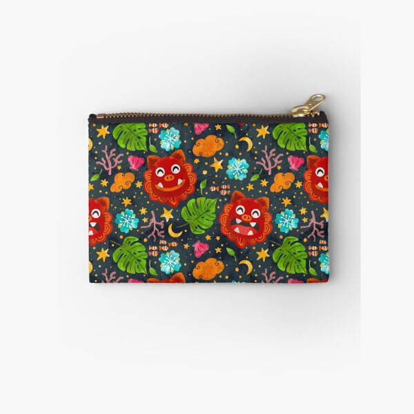 Item preview, Kawaii Shisa Tropical Lion Dog Pattern Navy Blue (Okinawa, Japan) designed and sold by lingartdesign.